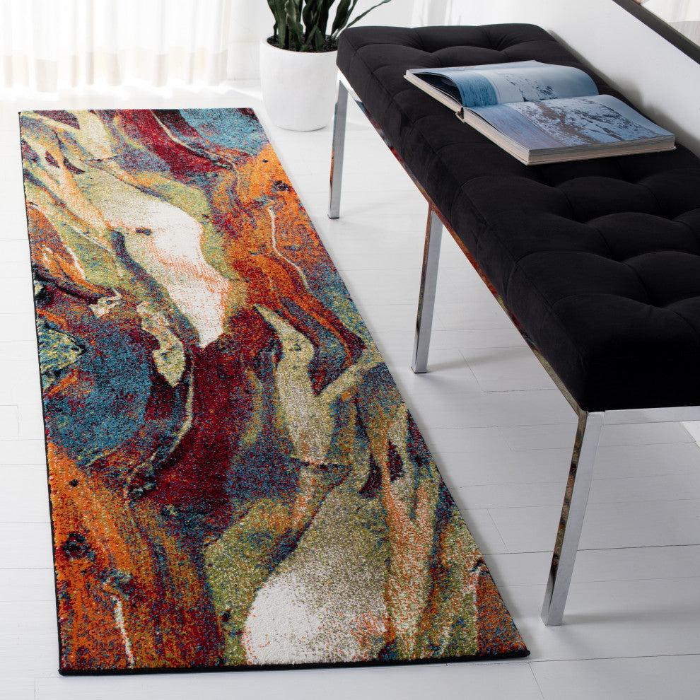 Safavieh Glacier Gla126Q Organic and Abstract Rug, Red and Green, 2'3"x8'0" Runn
