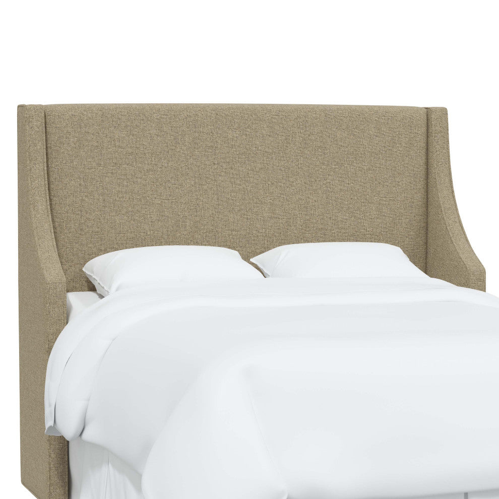 Fully Upholstered Wingback Headboard, Zuma Linen, Full