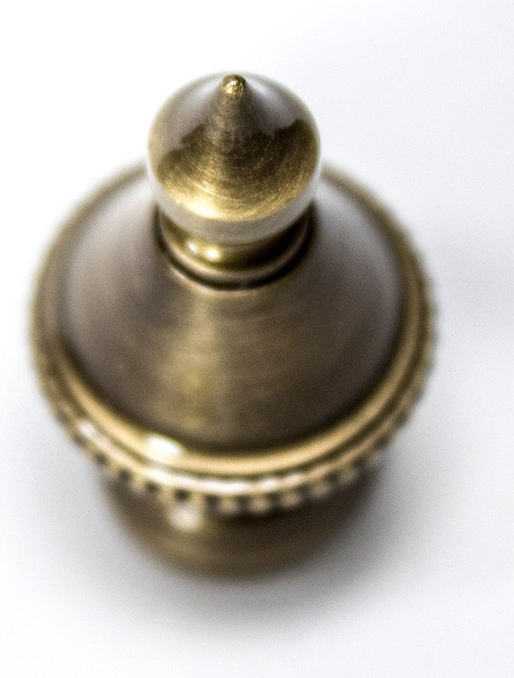 Beaded Knob Lamp Finial Antique Brass 1.5"h