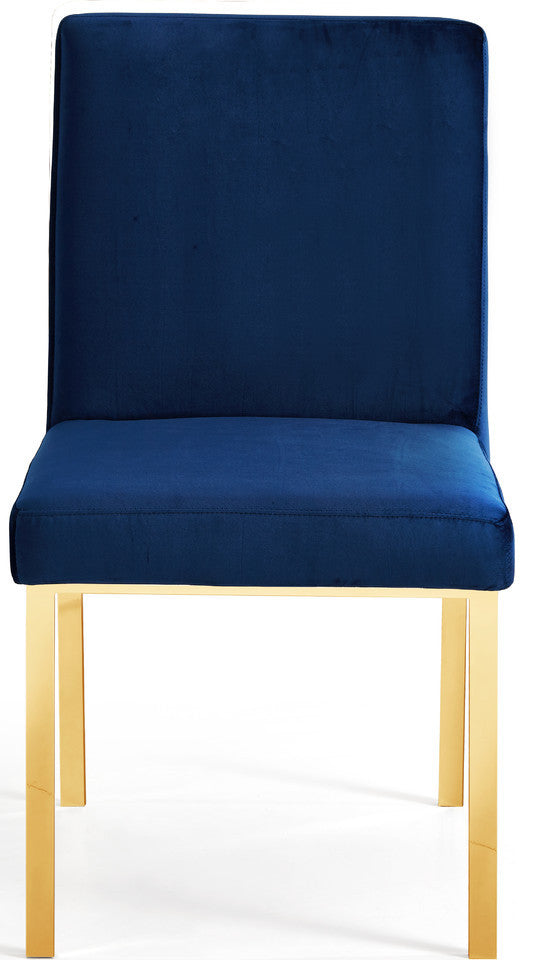 Opal Velvet Dining Chairs, Set of 2, Navy, Gold Base