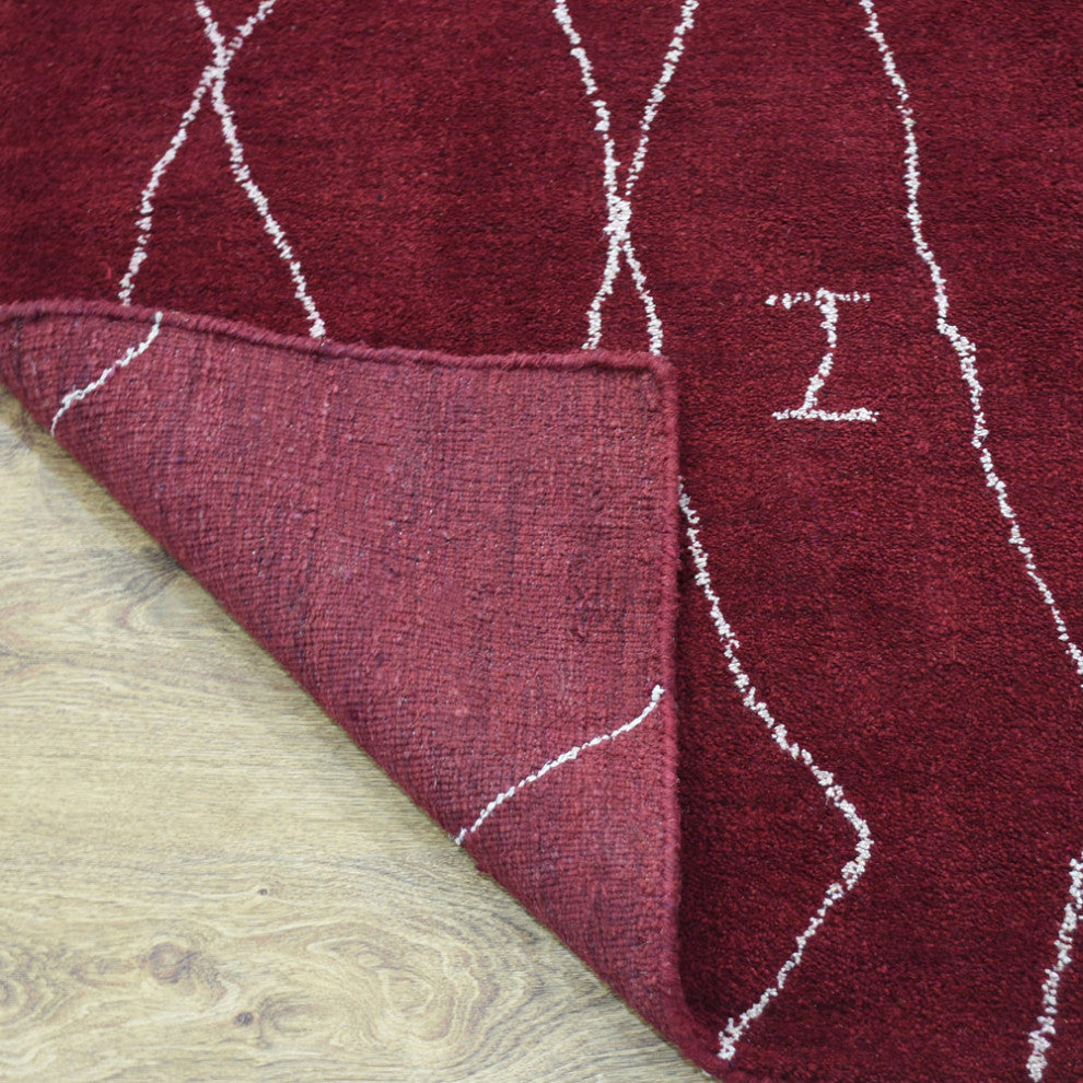 HAND KNOTTED LOOM SILK ECO-FRIENDLY AREA RUGS -8'x10', Rectangle, Red, Geometric