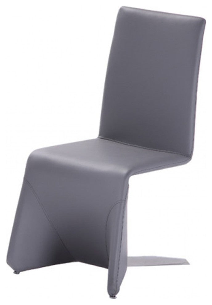 Modrest Nisse Contemporary Leatherette Dining Chairs, Set of 2, Gray, Chrome