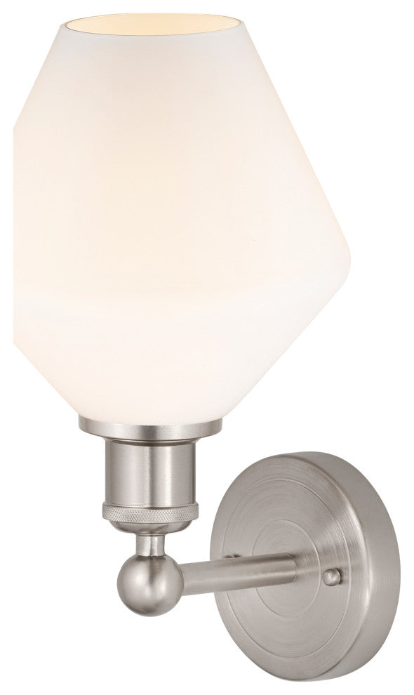 Edison Cindyrella 1-Light 8" Sconce, Satin Nickel -Cased Matte White Shade