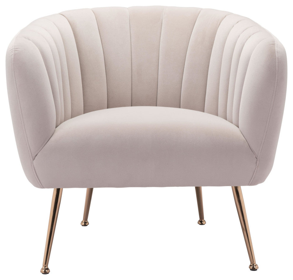 Accent Chair, Steel, Fabric, Beige, Gold, Living Lounge Cafe Lobby Hospitality