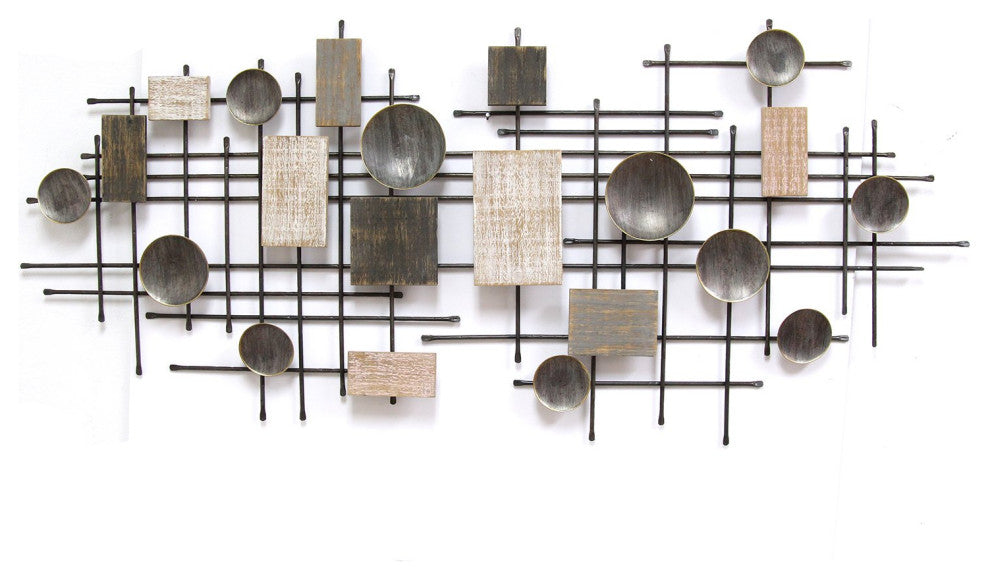 HomeRoots Distressed Industrial Metal and Wood Wall Decor