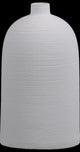 Ceramic Round Vase With Short Neck and Small Mouth, Combed Finish White