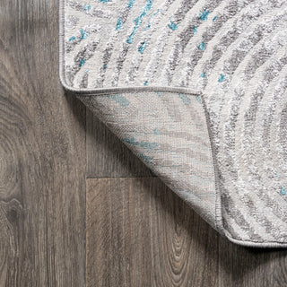Timeworn Modern Abstract Area Rug, Gray/Turquoise, 2'x8'
