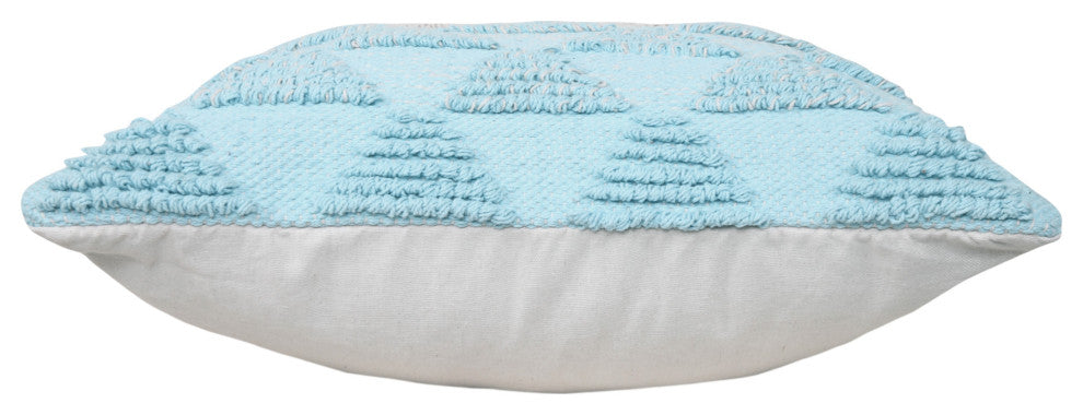 Ox Bay Handwoven Blue/White Geometric Organic Cotton Pillow Cover, 20"x20"