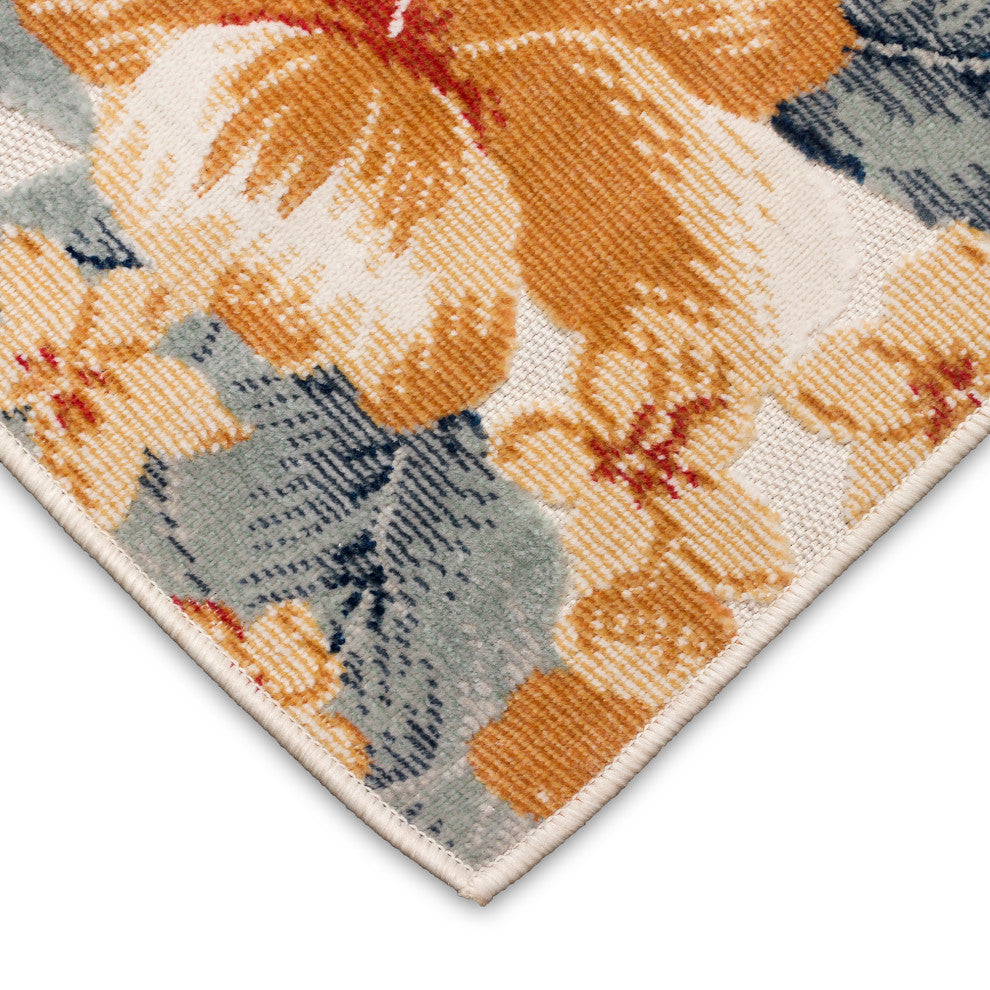 Canyon Tropical Floral Indoor/Outdoor Rug, Ivory, 2'6"x3'11"