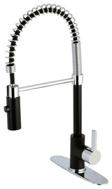 Gourmetier Single-Handle Pre-Rinse Kitchen Faucet, Matte Black/Polished Chrome