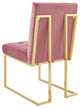 Side Dining Chair, Set of 2, Velvet, Metal, Gold Pink, Modern, Bistro Restaurant