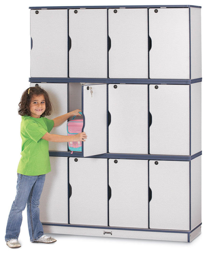 Rainbow Accents Stacking Lockable Lockers -  Double Stack - Blue