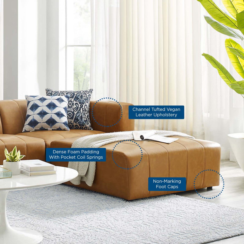 Sectional Sofa Set, Faux Vegan Leather, Tan, Modern, Living Lounge Hospitality