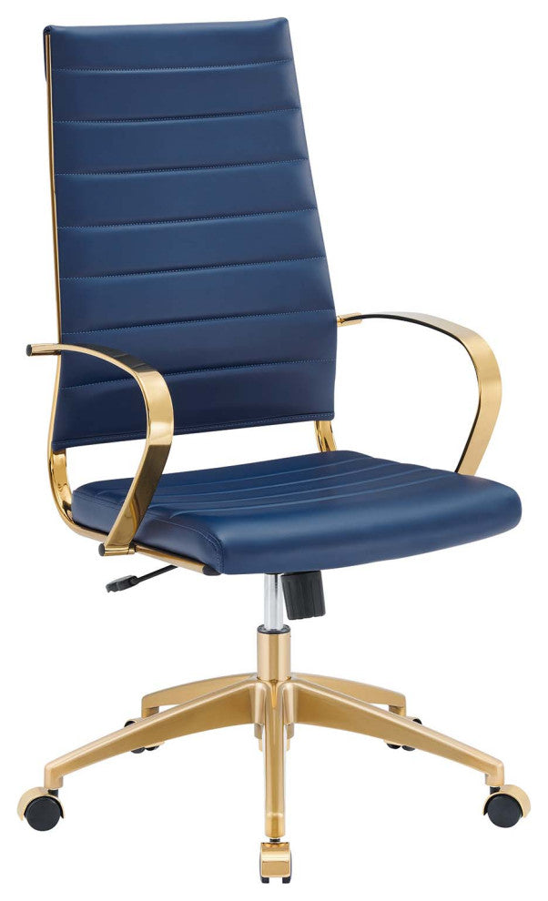 Jive Gold Stainless Steel Highback Office Chair, Gold Navy