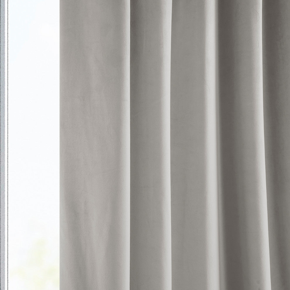 Heritage Plush Velvet Curtain Single Panel, City Gray, 50"x96"