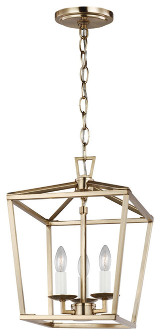 Dianna Three Light Mini Lantern, Satin Brass