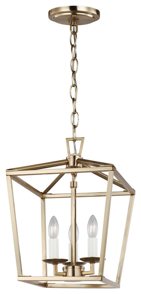 Dianna Three Light Mini Lantern, Satin Brass