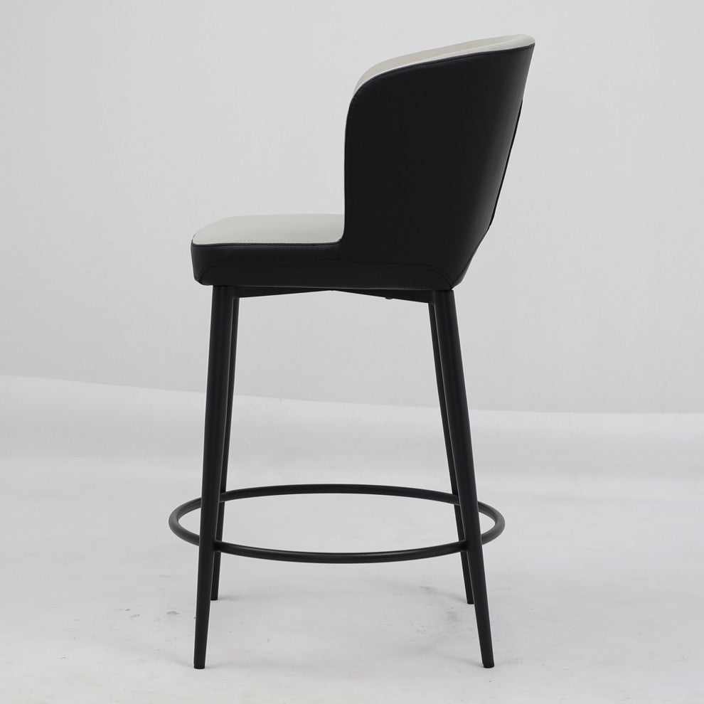 Elite Living Camilla Wingback Modern 25.5" Counter Stool, Taupe/Black