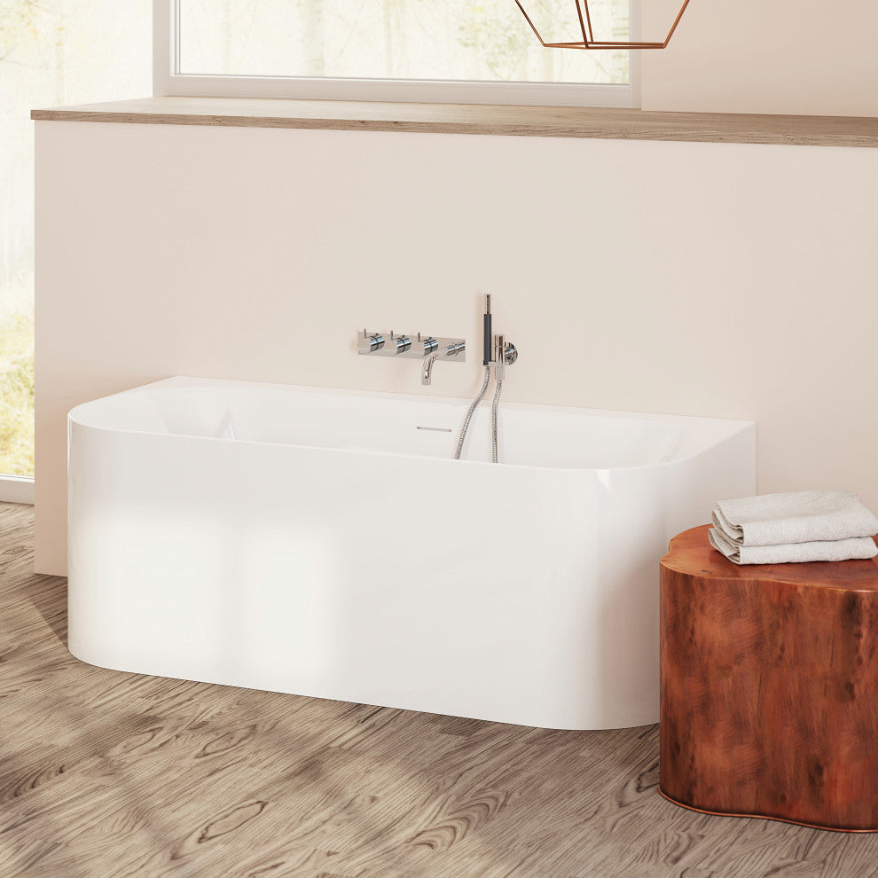 Perlato Almeria Back to Wall Soaking Tub, 65"