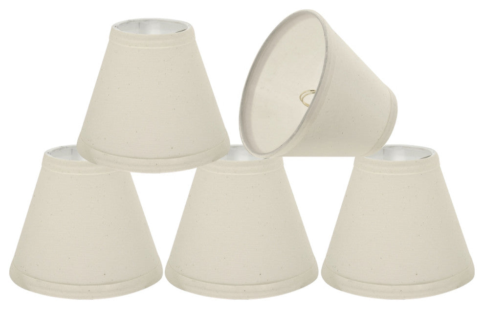 32118-5 Hardback Empire Chandelier Clip On Lamp Shade Off White Cotton 3"x6"x5"