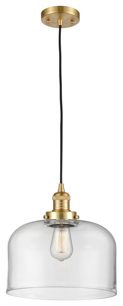 X-Large Bell 1 Light Mini Pendant, Satin Gold, Clear