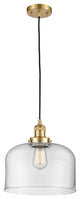 X-Large Bell 1 Light Mini Pendant, Satin Gold, Clear