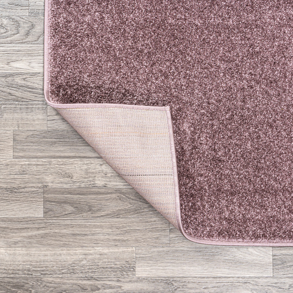 Haze Solid Low-Pile Light Purple 8' Round Area Rug