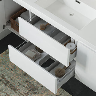 Beacon Bath Vanity, High Gloss White, 60", Single Sink, Wall Mount