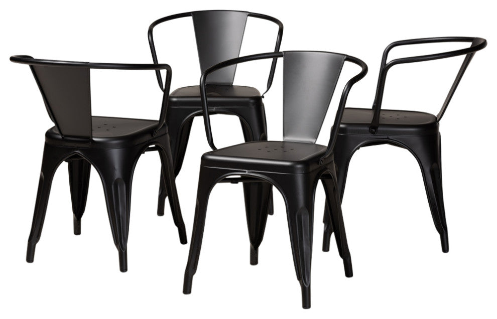 Lianne Industrial 4-Piece Dining Chairs, Black