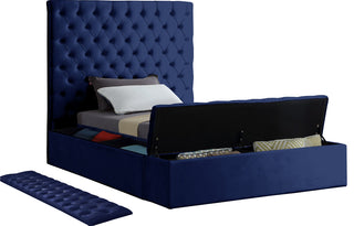 Bliss Velvet Upholstered  Bed, Navy, Twin