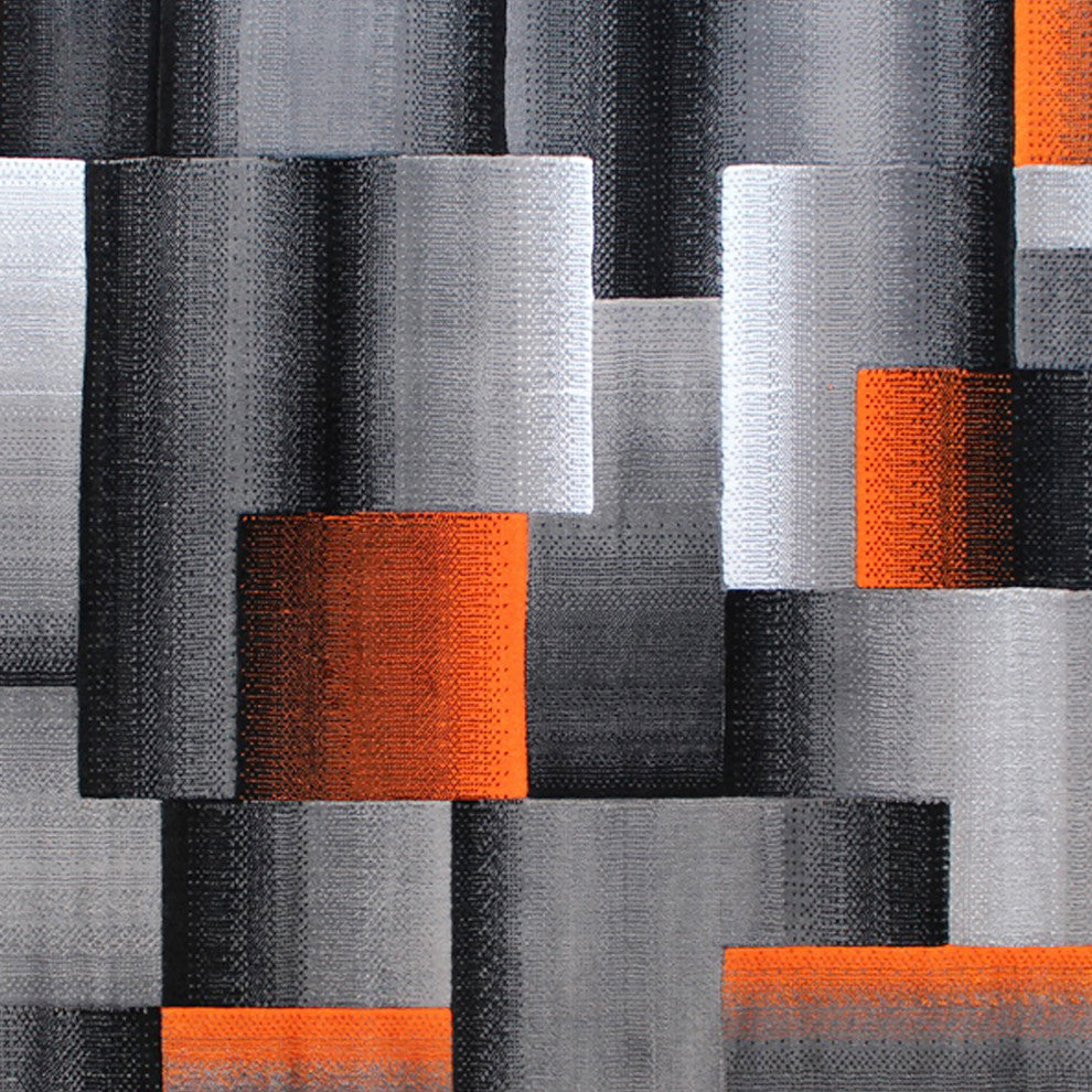 Angie Collection Rectangle 6' x 9' Blocked Area Rug, Orange