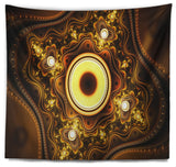 Brown Fractal Pattern with Circles Abstract Wall Tapestry, 80"x68"