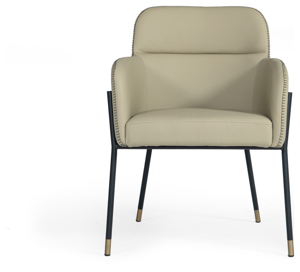 Modrest Brady Modern Black Metal/Greige Vegan Leather Dining Chair