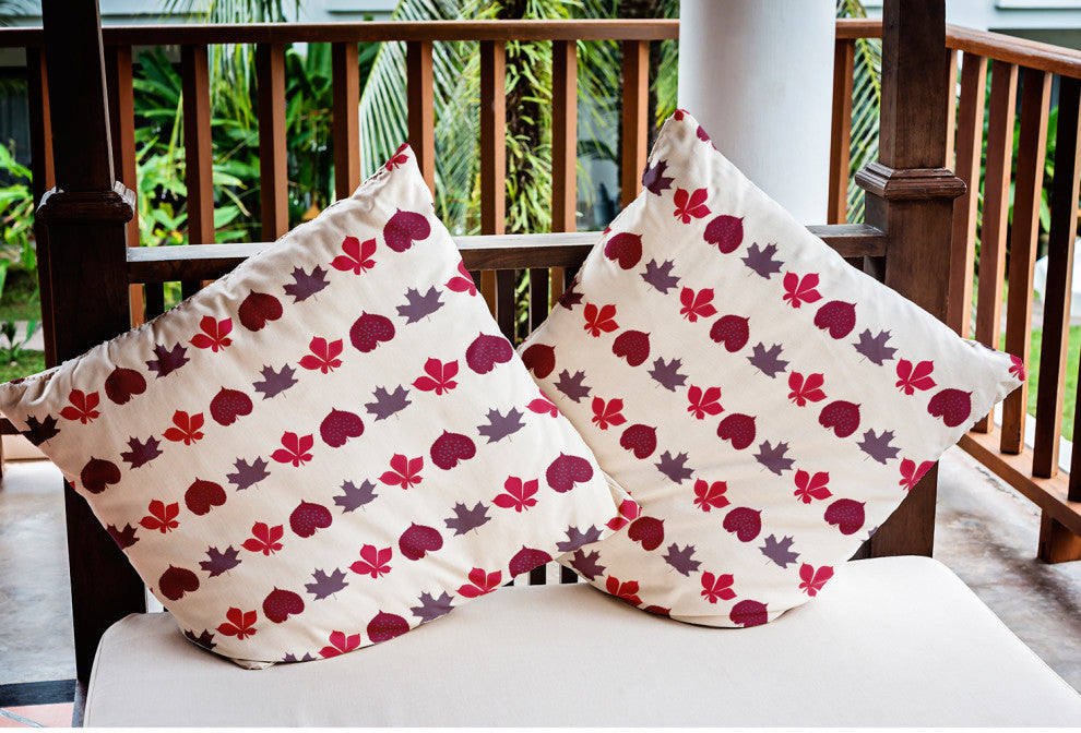 Leaf Stripe Indoor/Outdoor Throw Pillow, Plum, 20"x20"