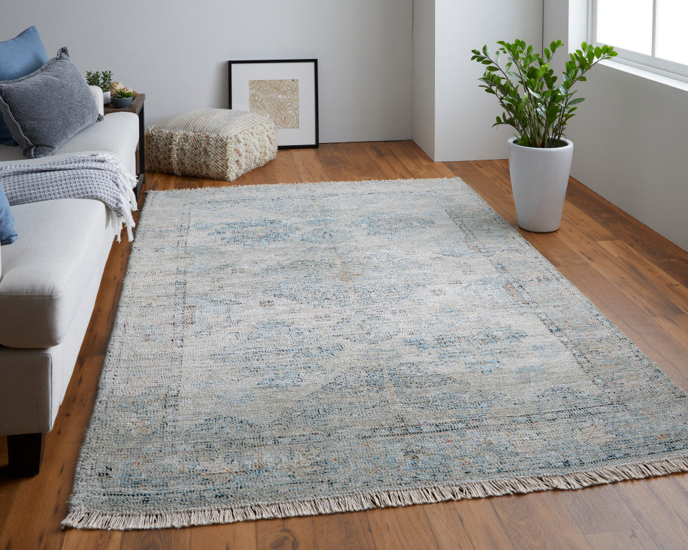 Weave & Wander Ramey Vintage Space Dyed Wool Rug, Tan/Gray, 10'x14'