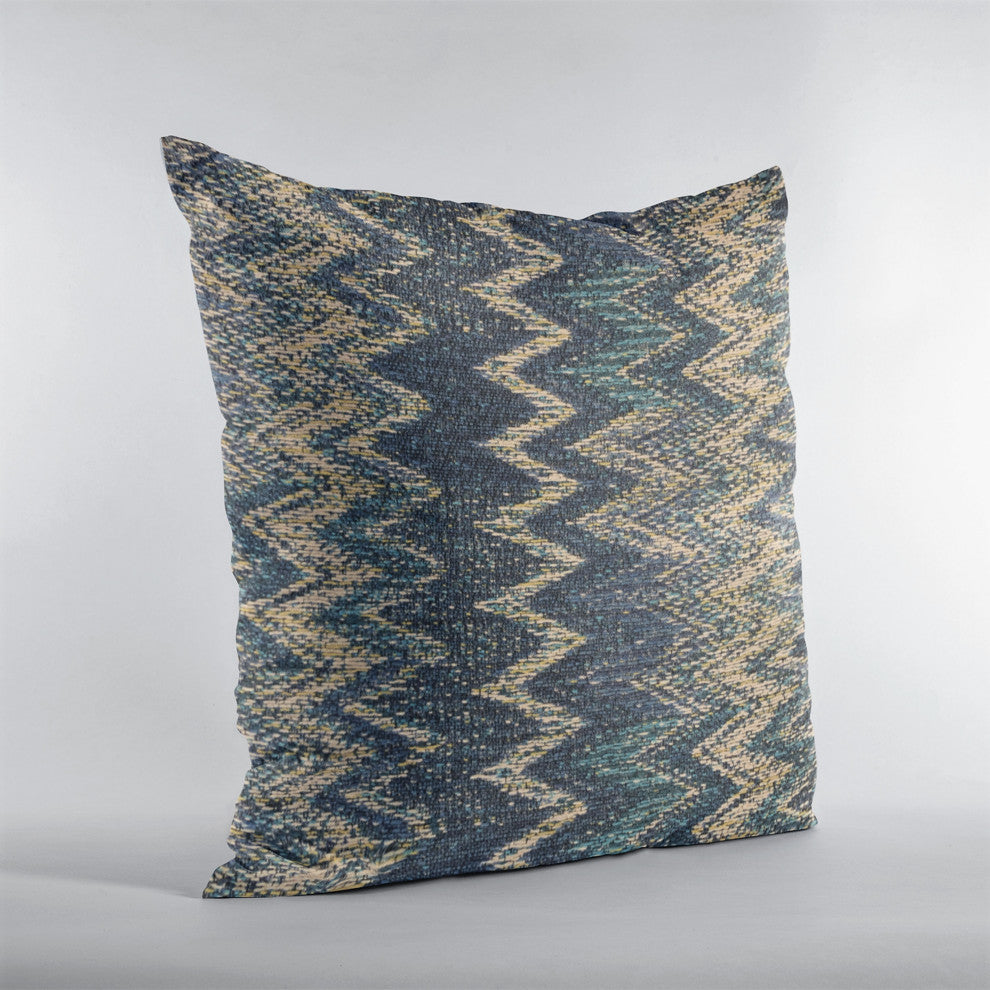 Plutus Blue Wave Chevron Luxury Throw Pillow, 24"x24"