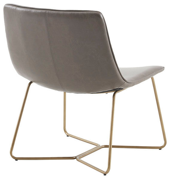 Madison Park Fallon Modern Brown Leather Chair With Gold Metal Base