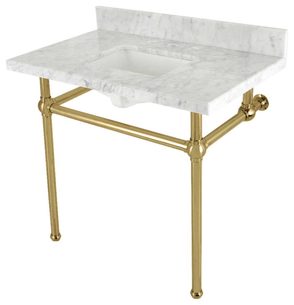 Kingston Brass KVBH3622M8SQ7 36" Console Sink, Legs, 8", 3 Hole
