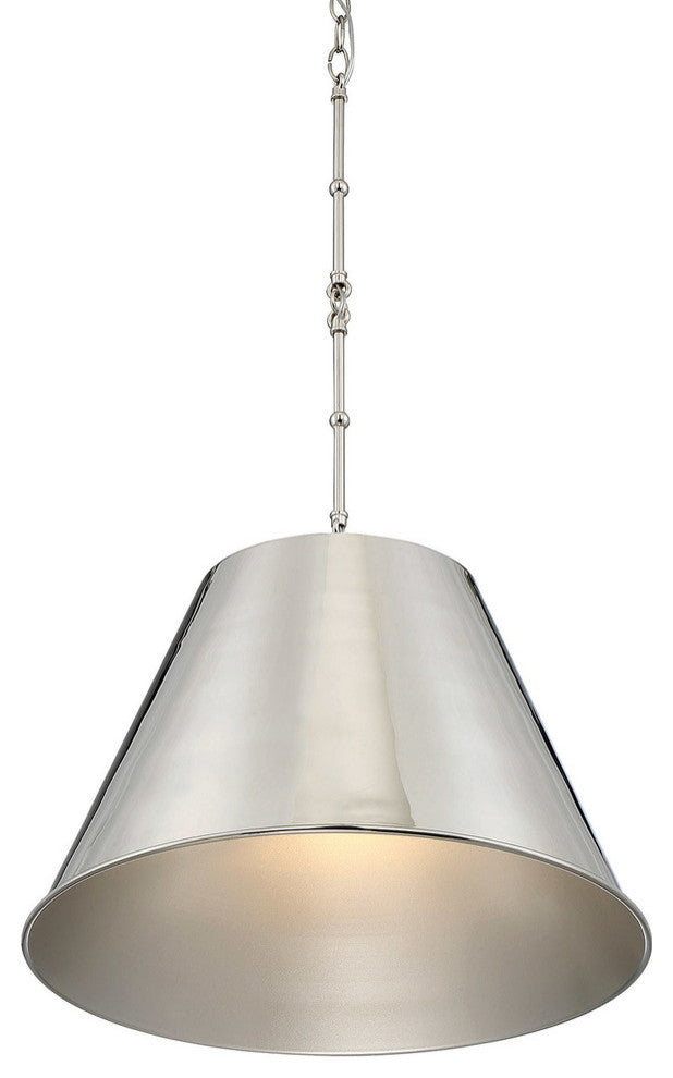 Alden 1-Light Pendant, 18.25", Polished Nickel