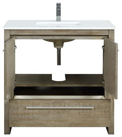 Lafarre Contemporary 36" Rustic Acacia Bathroom Vanity, Monte Chrome Faucet