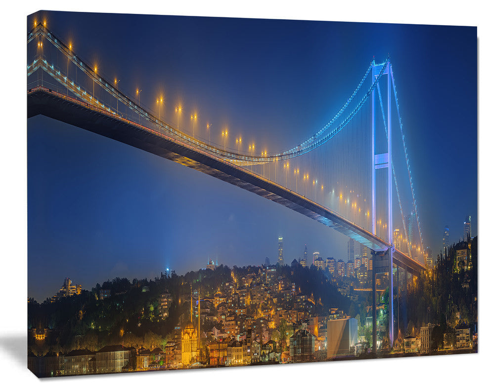 Bosphorus Bridge at Night Istanbul, Landscape Canvas Art Print, 40"x30"
