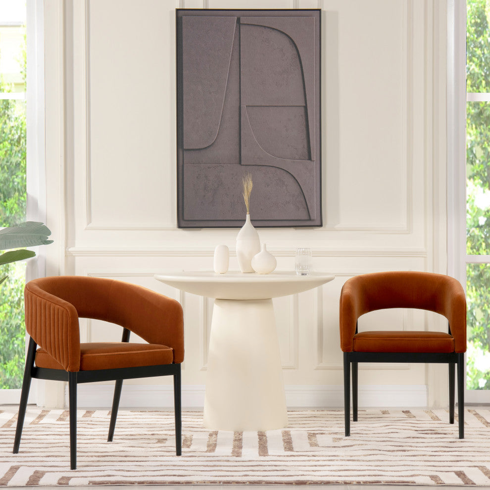 Mirah Upholstered Tufted Open Back Dining Chair, Burnt Orange Performance Velvet