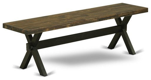 6-Piece Set With 4 Chairs, Wooden Cross Legs, Table and Bench