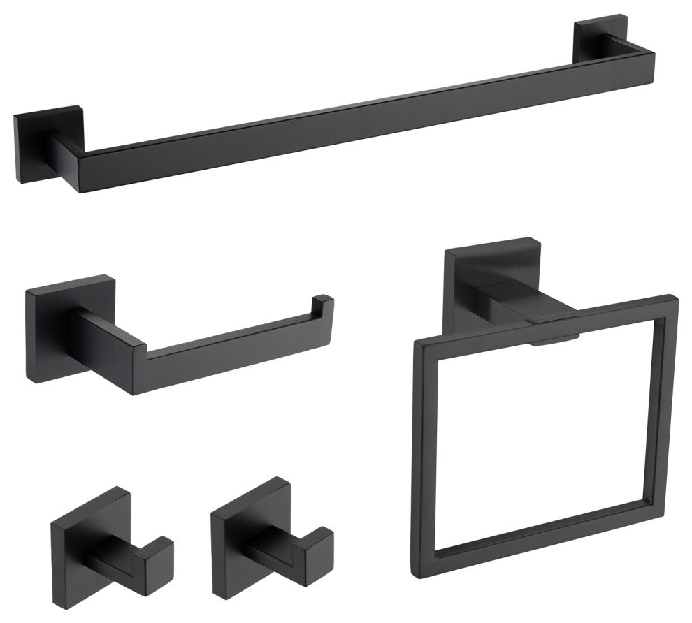 5-Piece Decorative Bathroom Hardware Set , Matte Black