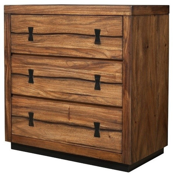 3 Drawer Mahogany Wood Chest With Storage Brown
