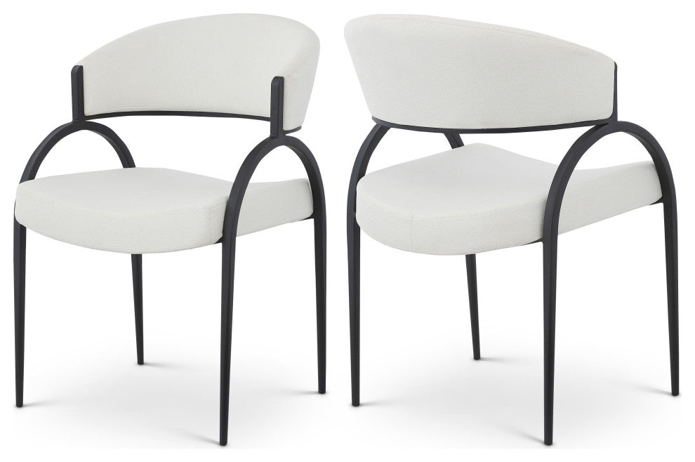 Privet Dining Chair (Set of 2), Cream, Matte Black Finish