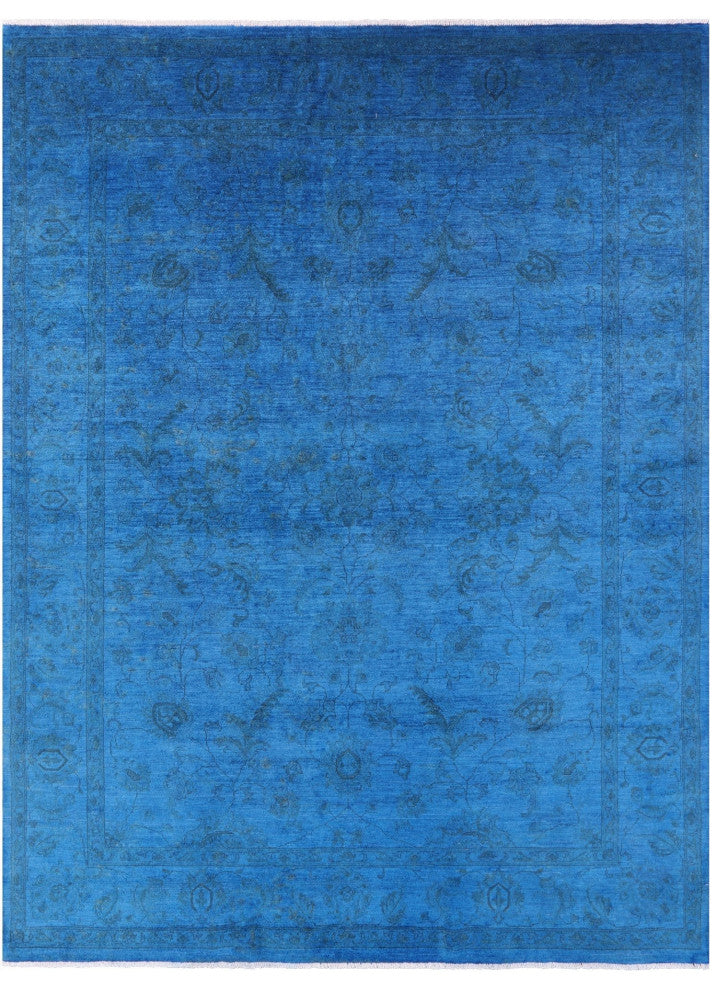 7' 10" X 10' 0" Hand Knotted Full Pile Overdyed Wool Rug - Q12716