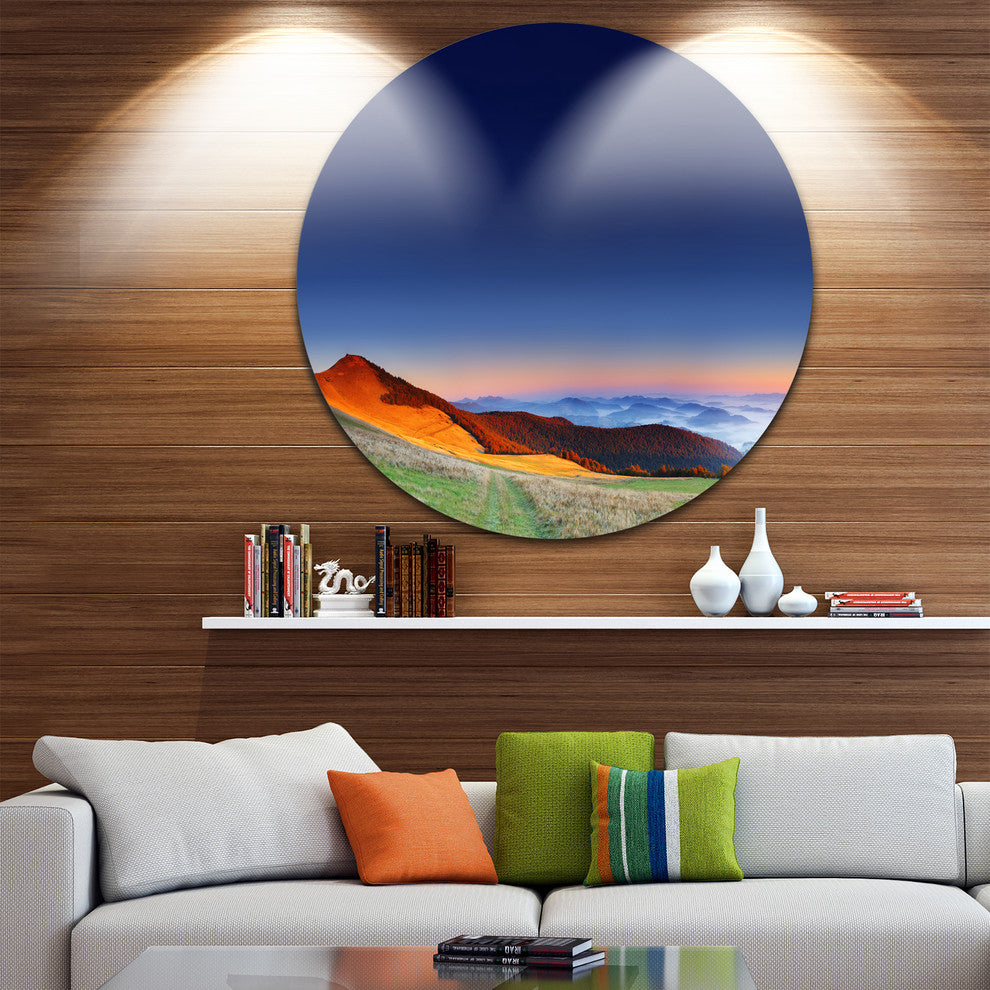 Majestic And Colorful Sunrise, Landscape Photo Disc Metal Artwork, 11"