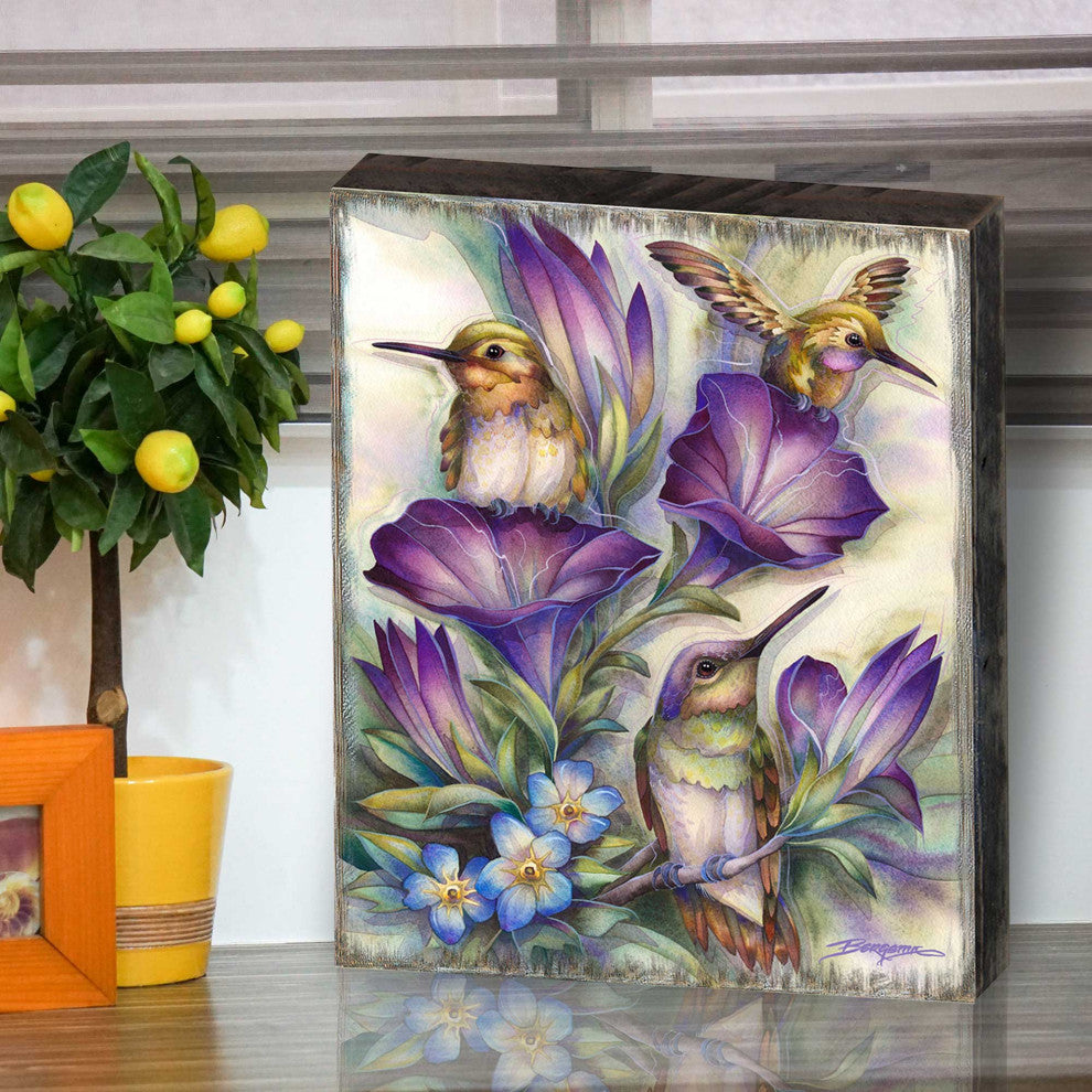 Everlasting Friendship Hummingbirds Wooden Wall Art, Petite 7.5x5.5