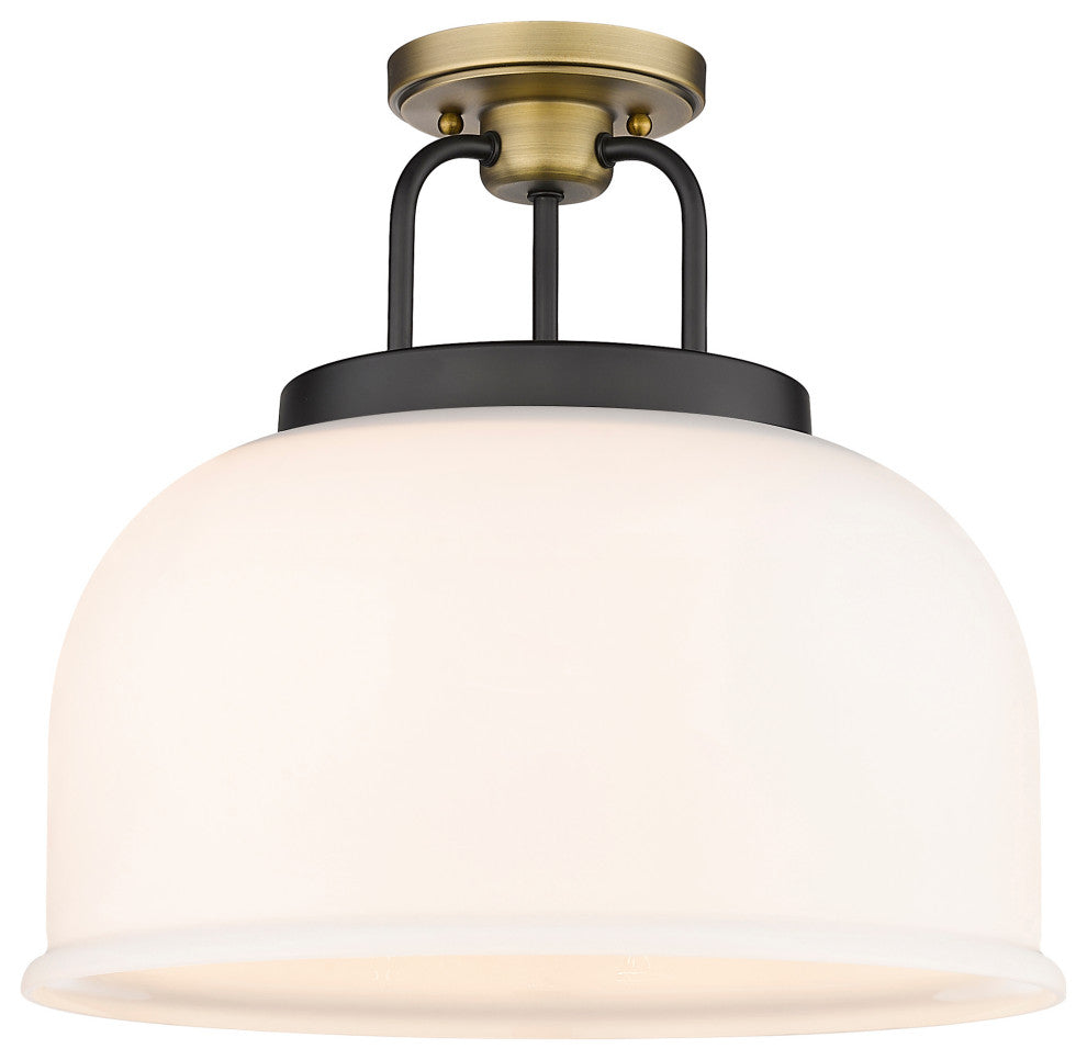 Kahana 3 15" Flush Mount Black Brushed Brass